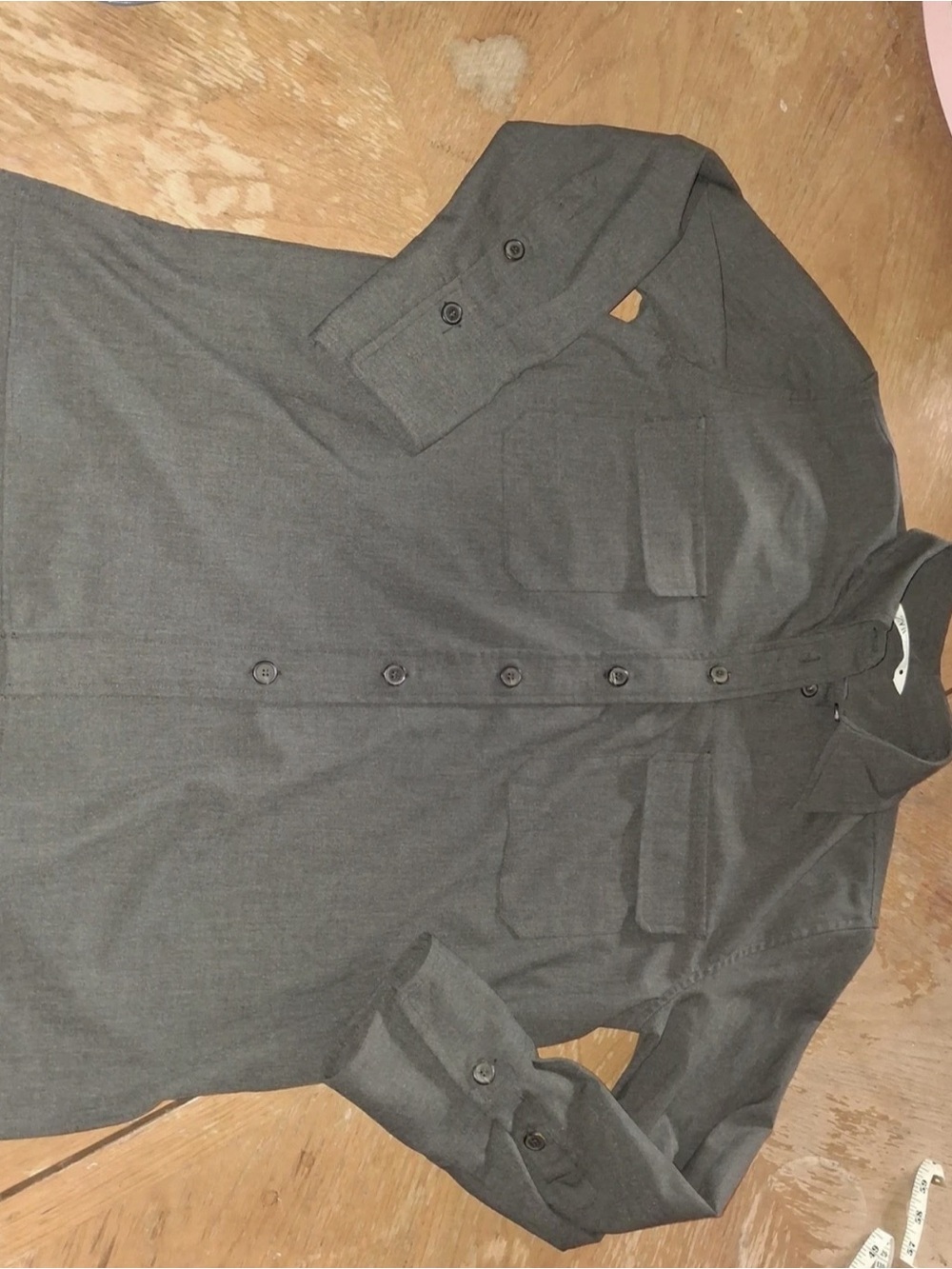 Zara Men's Gray Long Sleeve Button Down Collar Pockets Shirt Jacket